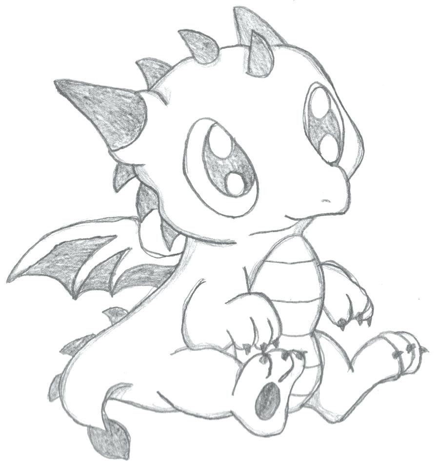 Featured image of post Cute Dragon Drawing Easy Baby Dragon Coloring Pages